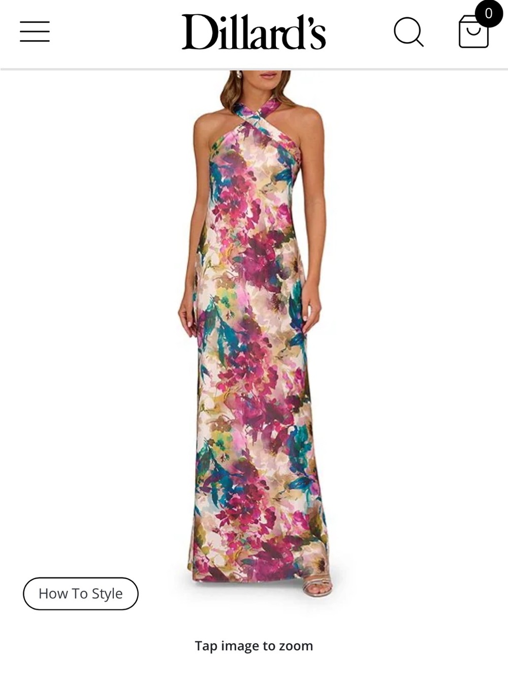 Adrianna Papell Multi-Color Floral Halter Maxi Dress